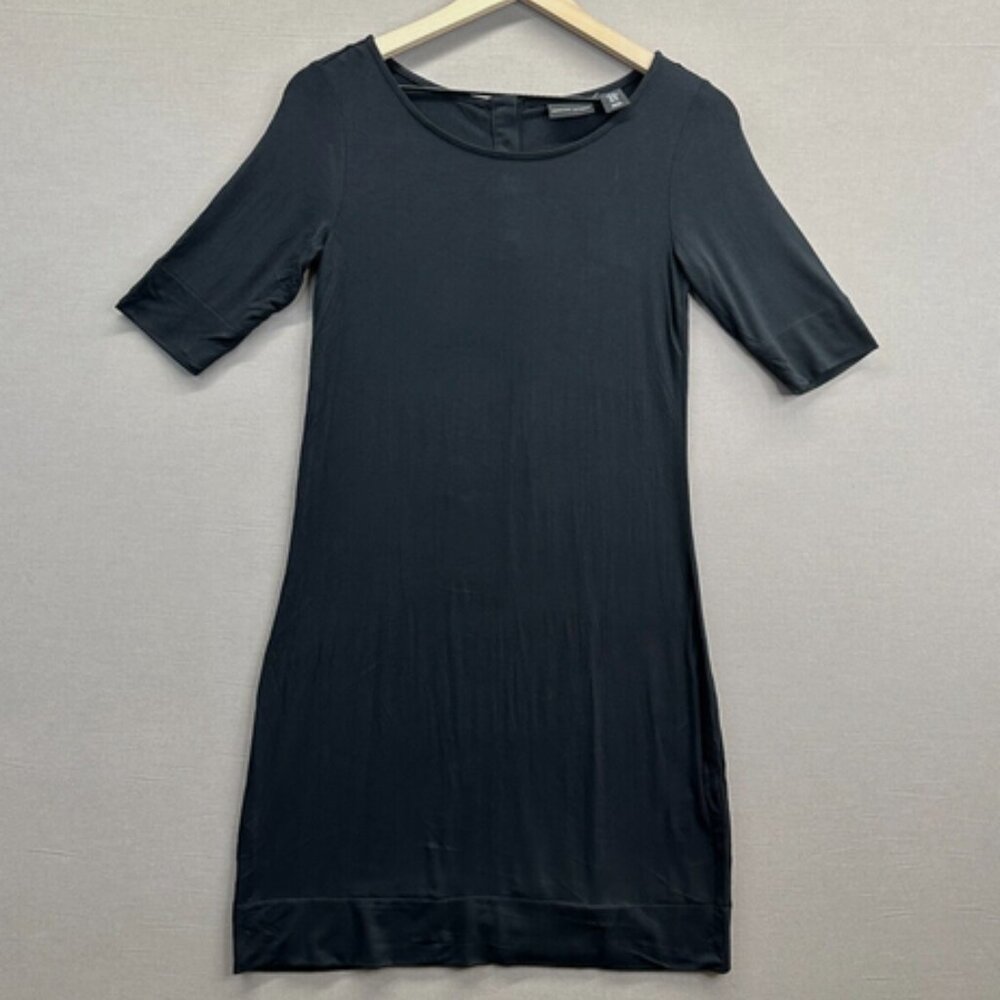 Adrienne Vittadini Black Shift Dress, Size Small, Button Back Detail